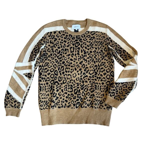 Current/Elliott Women’s Sz S Leopard Wool Cashmere Blend Sweater Duvall - Picture 2 of 13